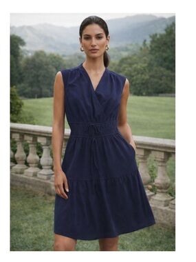 Rachel Zoe Navy Sleeveless V-Neck Tiered Mini Dress XS